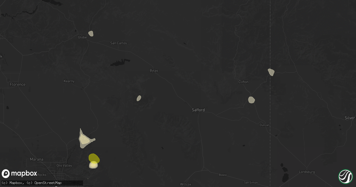 Hail map in Pima, AZ on July 11, 2026