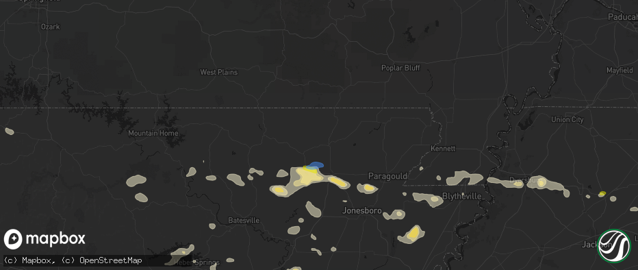 Hail map in Pocahontas, AR on July 11, 2026