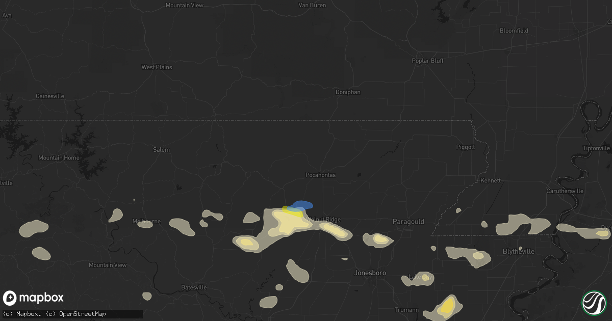 Hail map in Pocahontas, AR on July 11, 2026