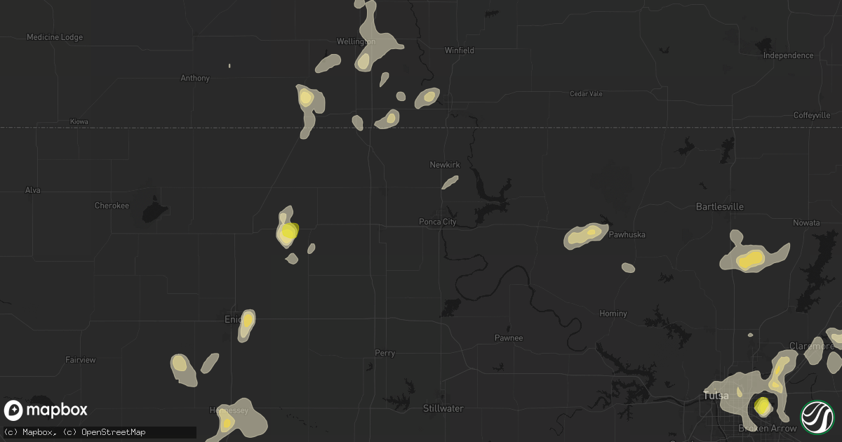 Hail map in Ponca City, OK on July 11, 2026