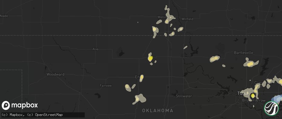 Hail map in Pond Creek, OK on July 11, 2026