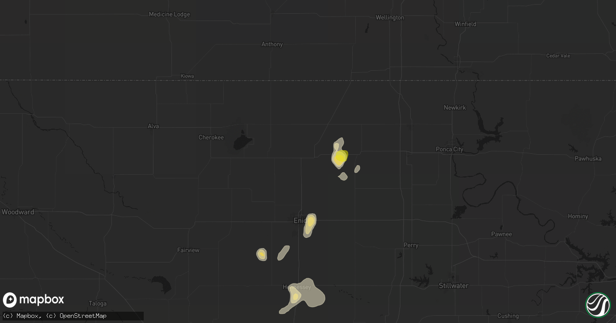 Hail map in Pond Creek, OK on July 11, 2026
