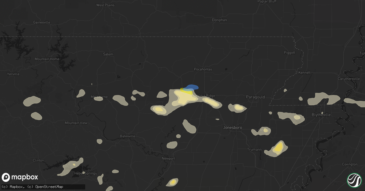 Hail map in Powhatan, AR on July 11, 2026