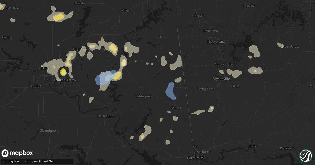 Hail map in Proctor, OK on July 11, 2026