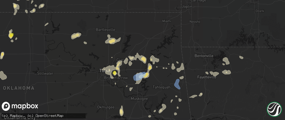 Hail map in Pryor, OK on July 11, 2026