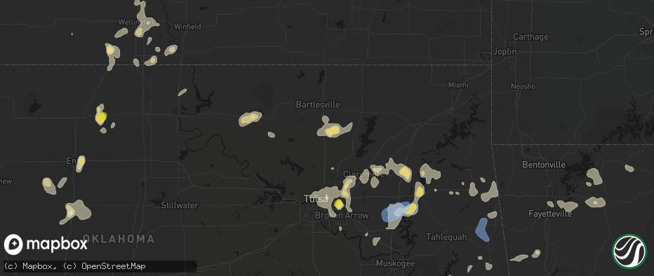 Hail map in Ramona, OK on July 11, 2026