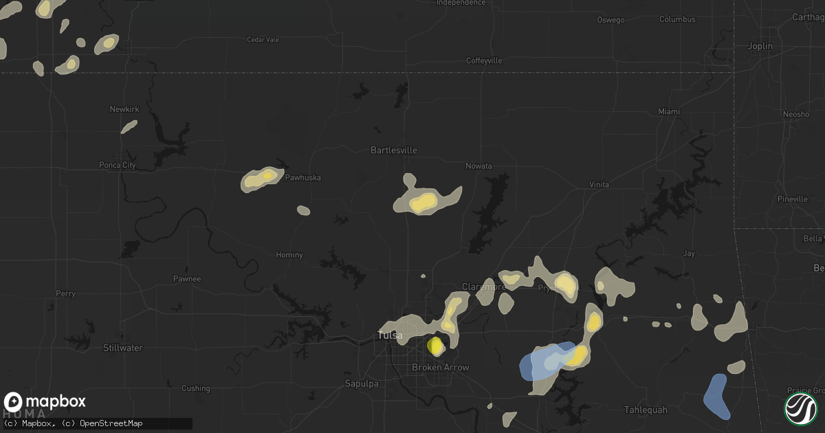 Hail map in Ramona, OK on July 11, 2026