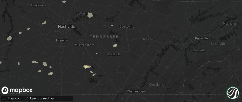 Hail map in Rock Island, TN on July 11, 2026