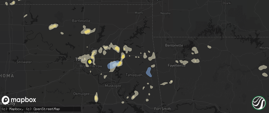 Hail map in Rose, OK on July 11, 2026