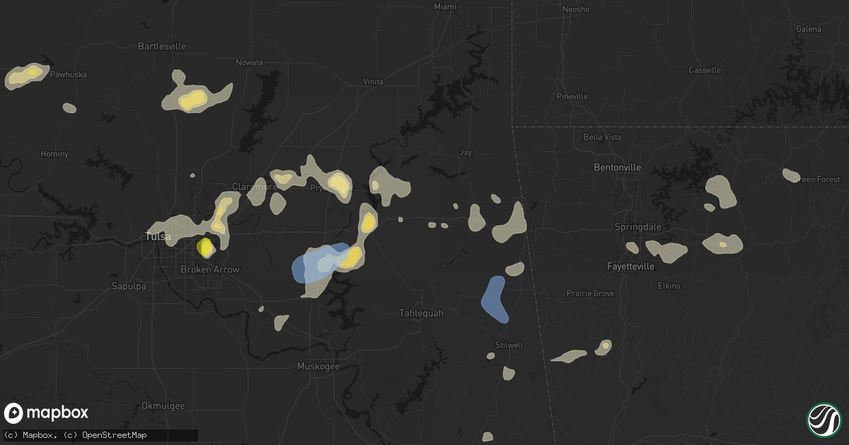 Hail map in Rose, OK on July 11, 2026