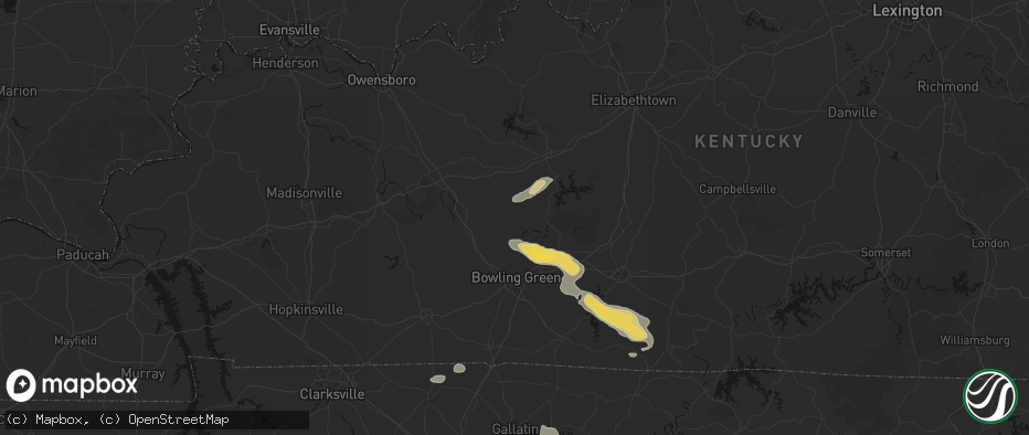 Hail map in Roundhill, KY on July 11, 2026