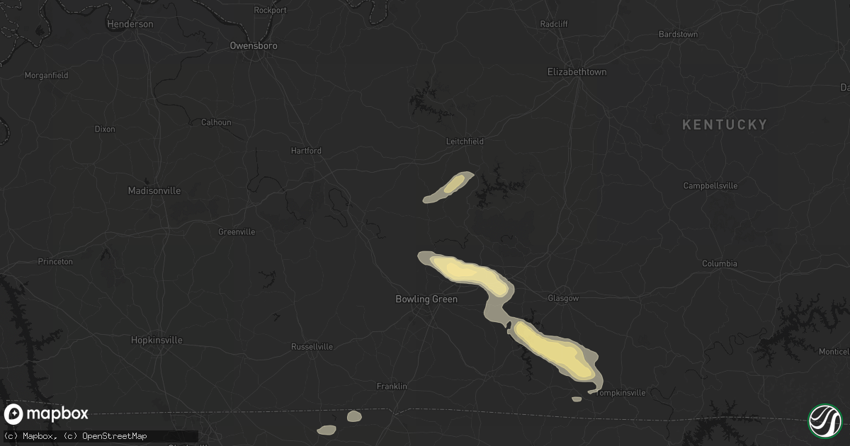 Hail map in Roundhill, KY on July 11, 2026