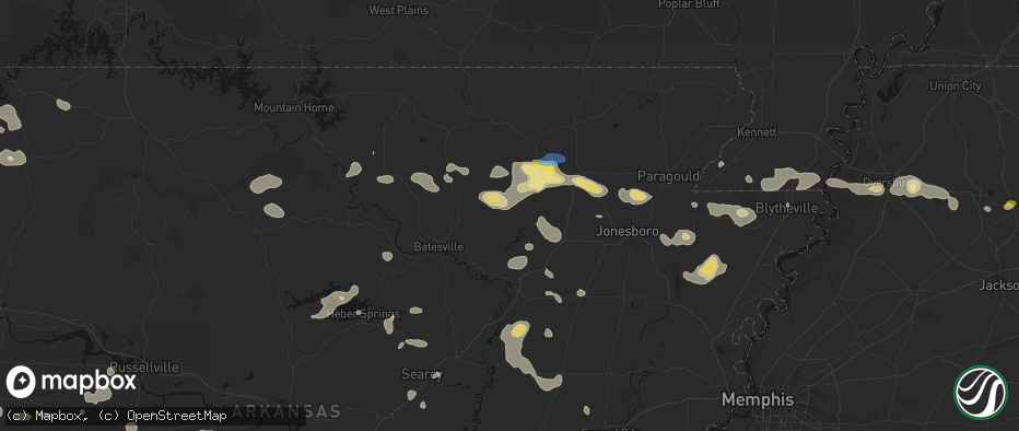 Hail map in Saffell, AR on July 11, 2026