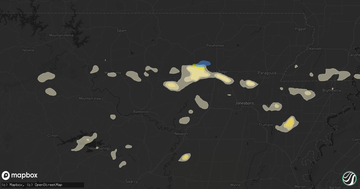 Hail map in Saffell, AR on July 11, 2026