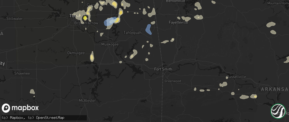 Hail map in Sallisaw, OK on July 11, 2026