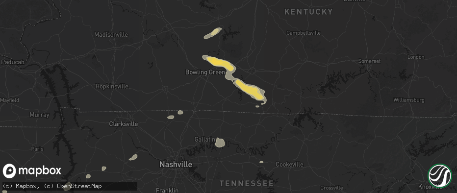 Hail map in Scottsville, KY on July 11, 2026