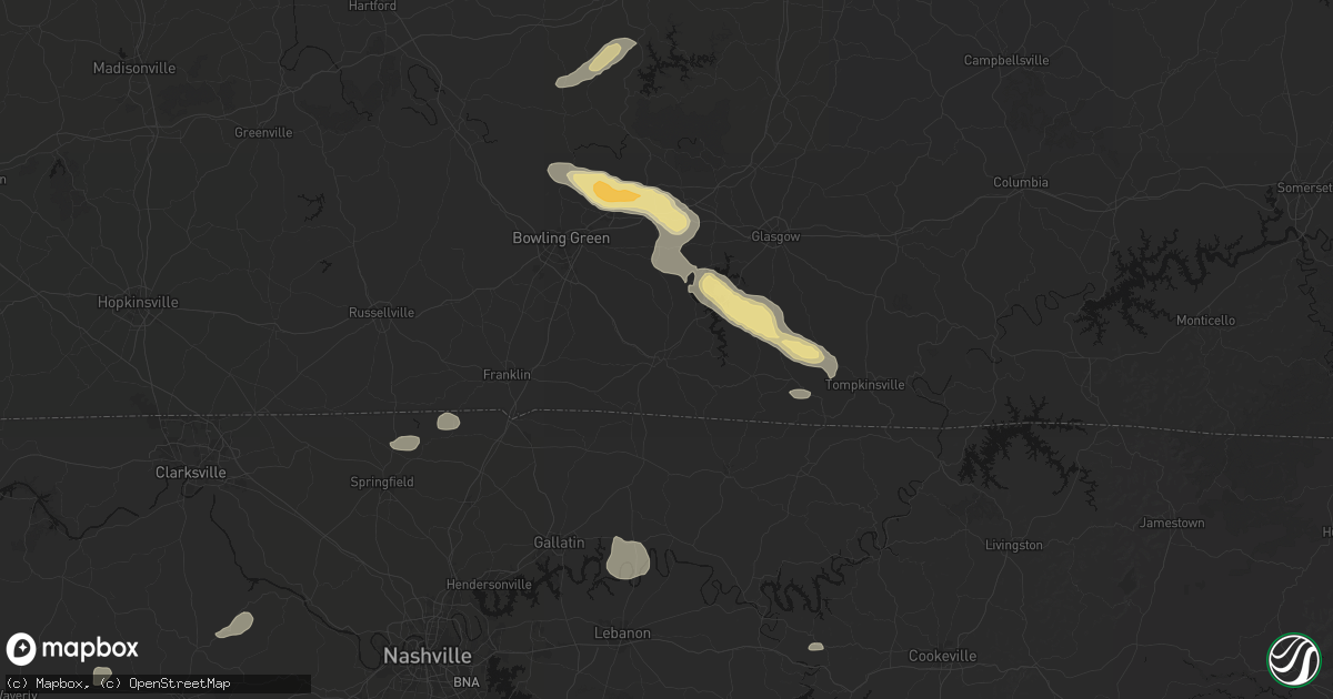 Hail map in Scottsville, KY on July 11, 2026