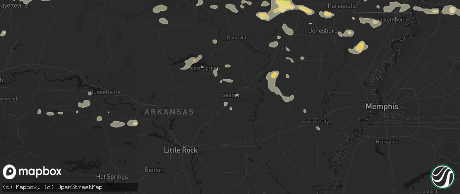 Hail map in Searcy, AR on July 11, 2026