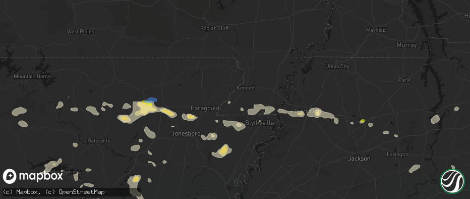 Hail map in Senath, MO on July 11, 2026