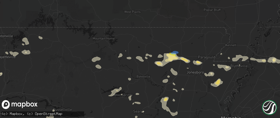 Hail map in Sidney, AR on July 11, 2026