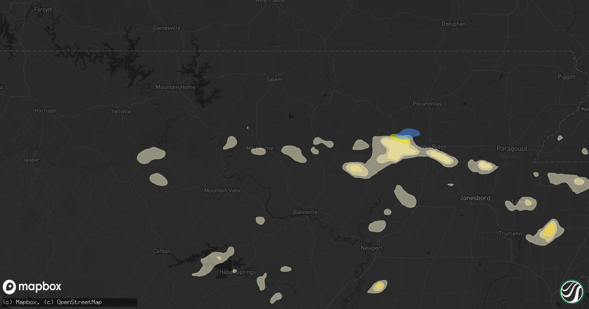 Hail map in Sidney, AR on July 11, 2026