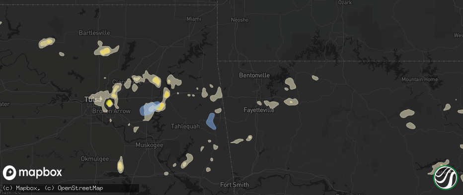 Hail map in Siloam Springs, AR on July 11, 2026