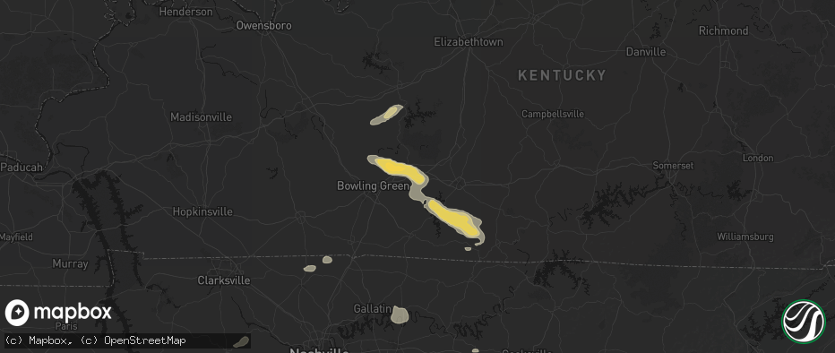 Hail map in Smiths Grove, KY on July 11, 2026