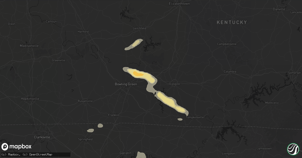Hail map in Smiths Grove, KY on July 11, 2026