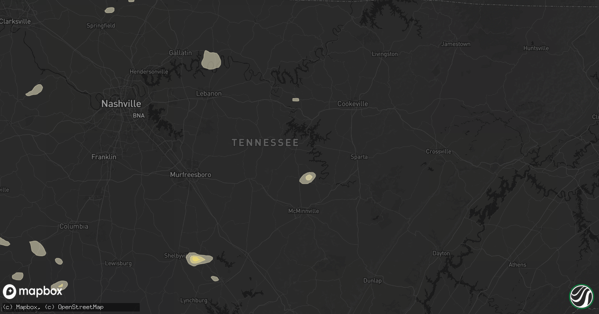Hail map in Smithville, TN on July 11, 2026