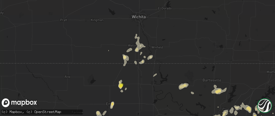 Hail map in South Haven, KS on July 11, 2026