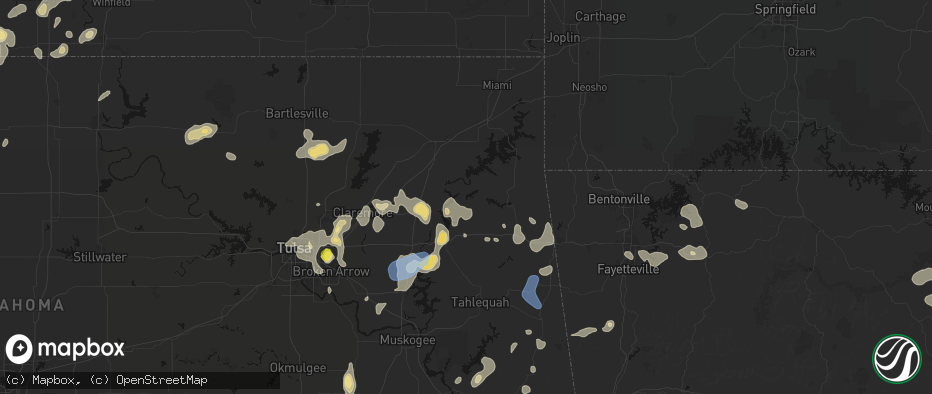 Hail map in Spavinaw, OK on July 11, 2026