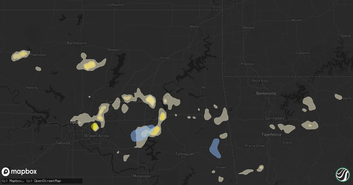 Hail map in Spavinaw, OK on July 11, 2026