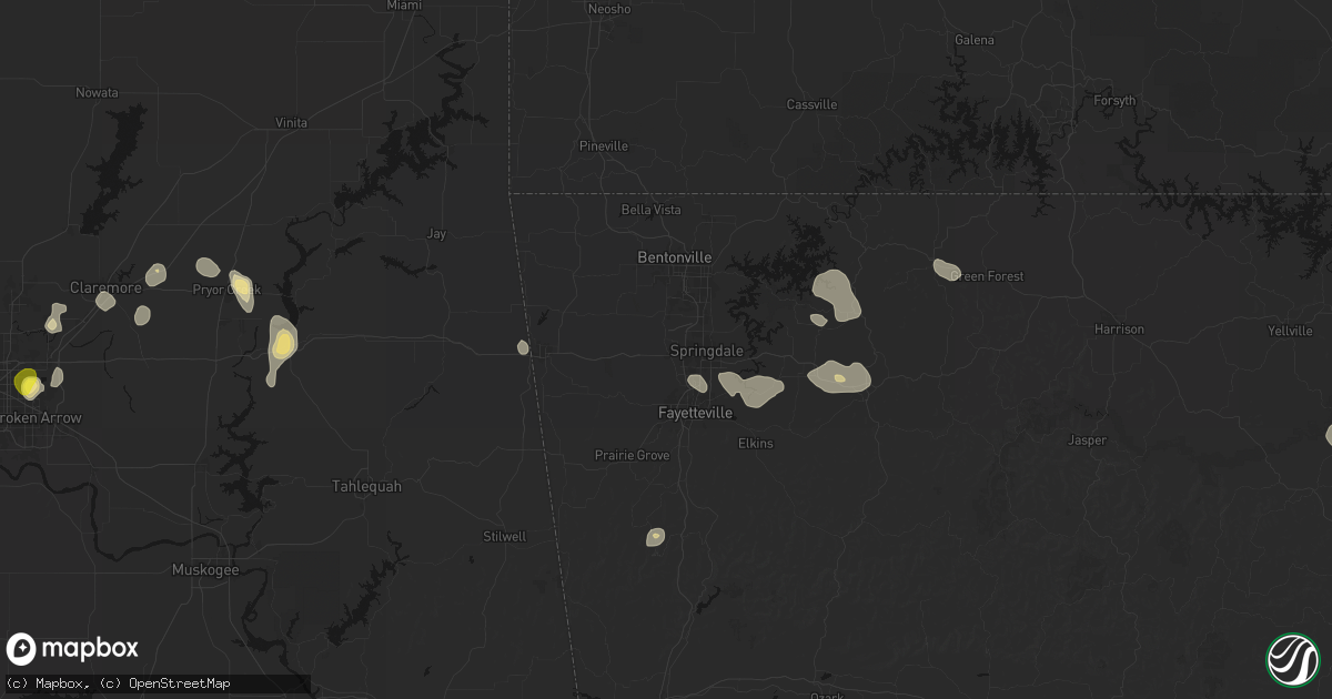 Hail map in Springdale, AR on July 11, 2026