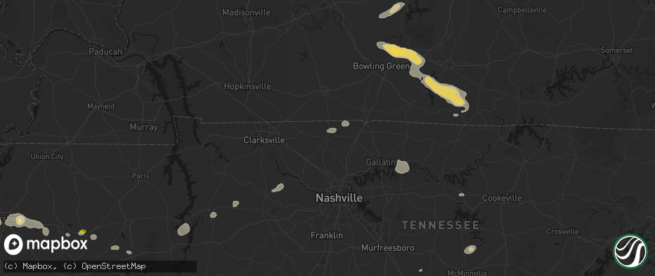 Hail map in Springfield, TN on July 11, 2026