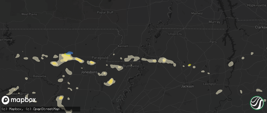 Hail map in Steele, MO on July 11, 2026