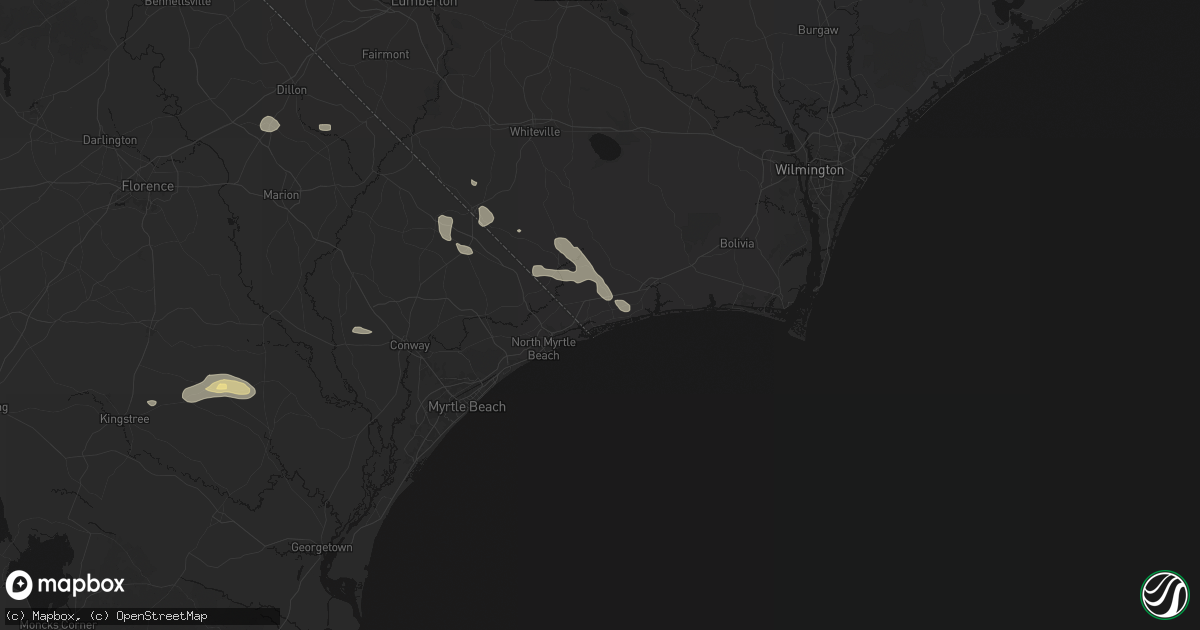 Hail map in Sunset Beach, NC on July 11, 2026