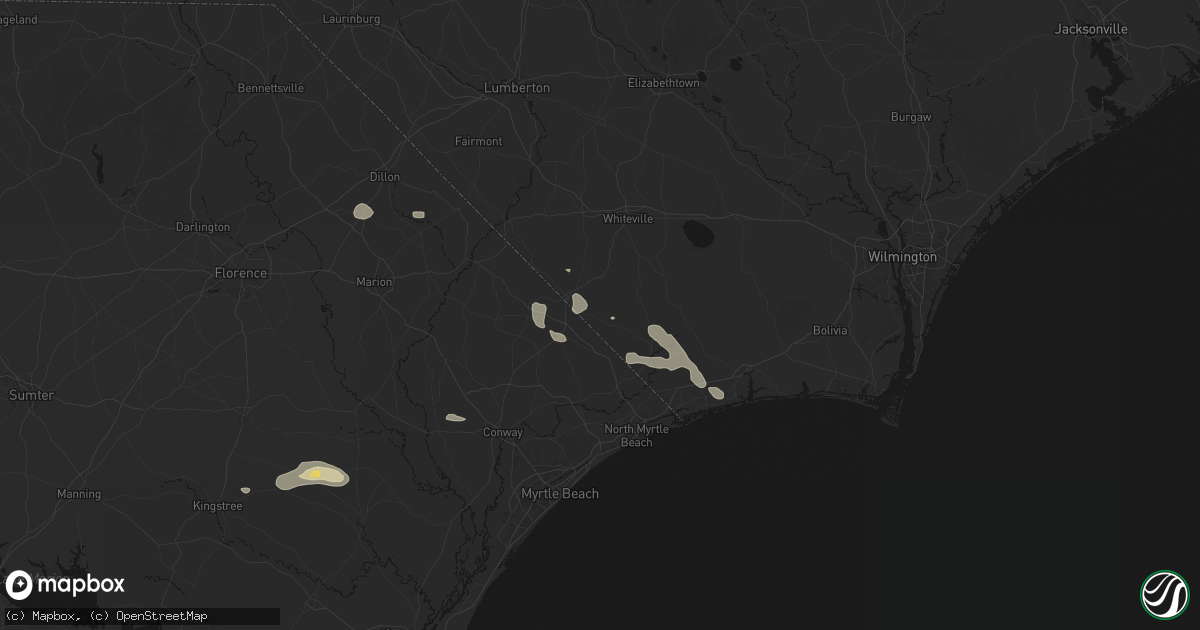 Hail map in Tabor City, NC on July 11, 2026