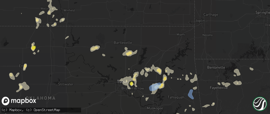 Hail map in Talala, OK on July 11, 2026