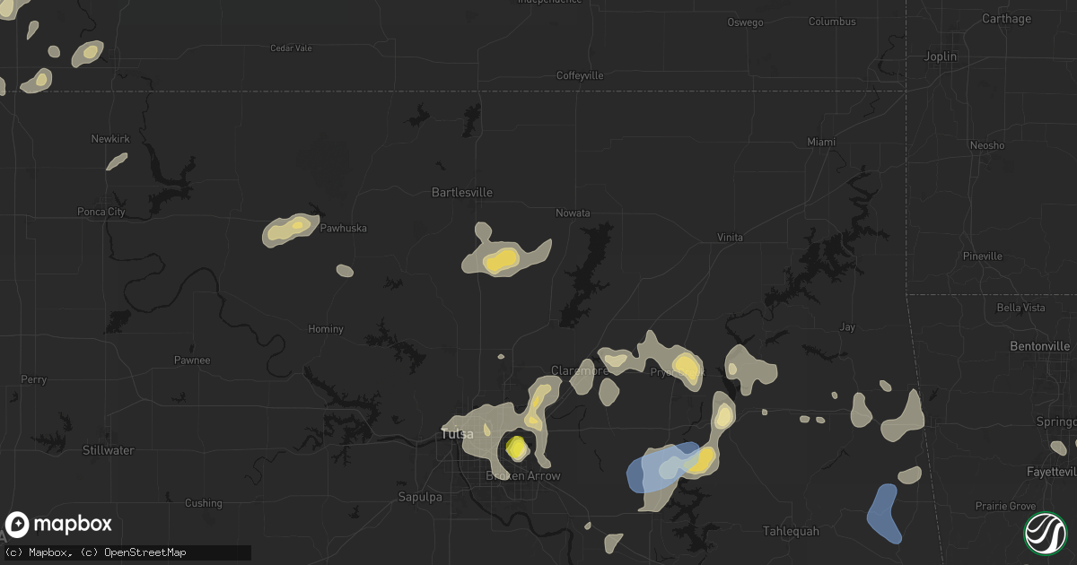 Hail map in Talala, OK on July 11, 2026