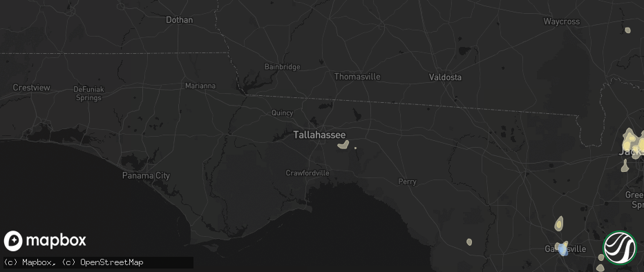 Hail map in Tallahassee, FL on July 11, 2026