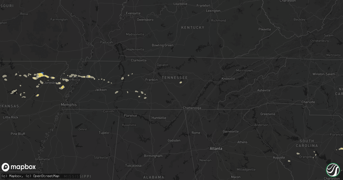 Hail map in Tennessee on July 11, 2026