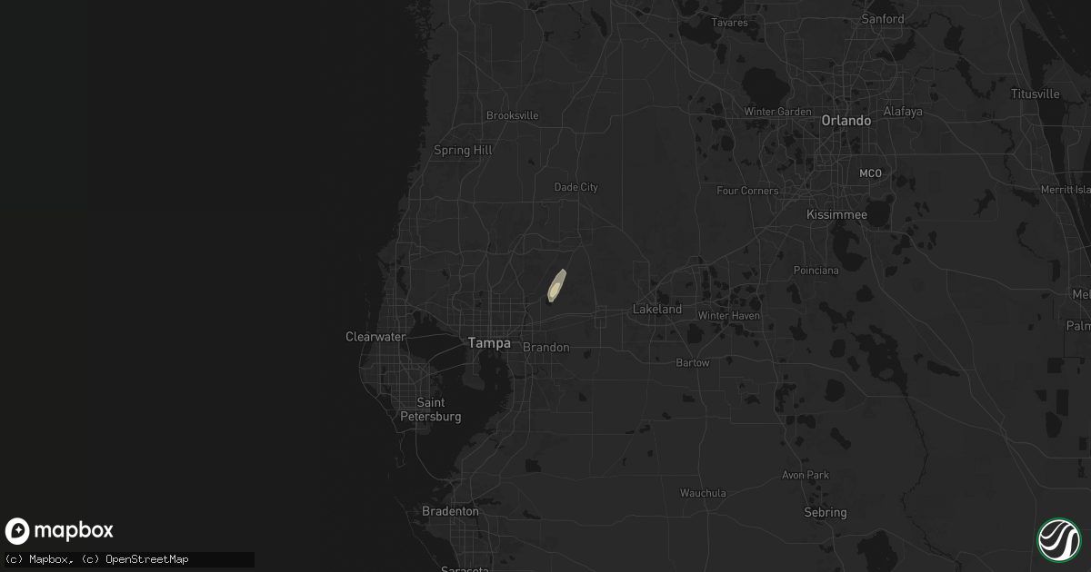 Hail map in Thonotosassa, FL on July 11, 2026