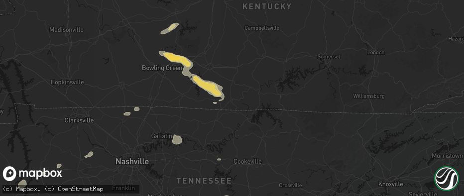 Hail map in Tompkinsville, KY on July 11, 2026