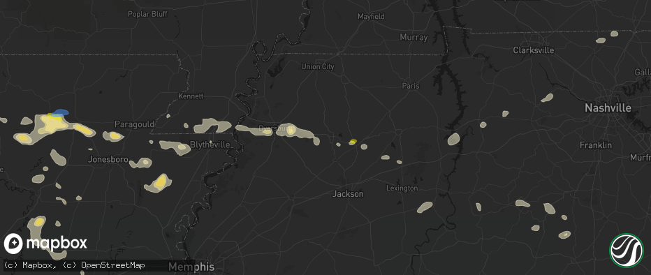 Hail map in Trenton, TN on July 11, 2026