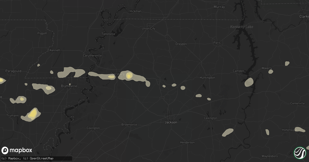 Hail map in Trenton, TN on July 11, 2026
