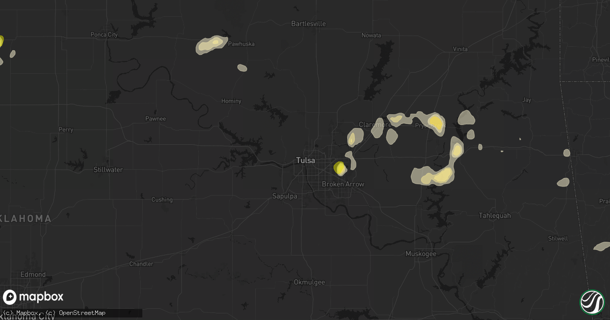 Hail map in Tulsa, OK on July 11, 2026