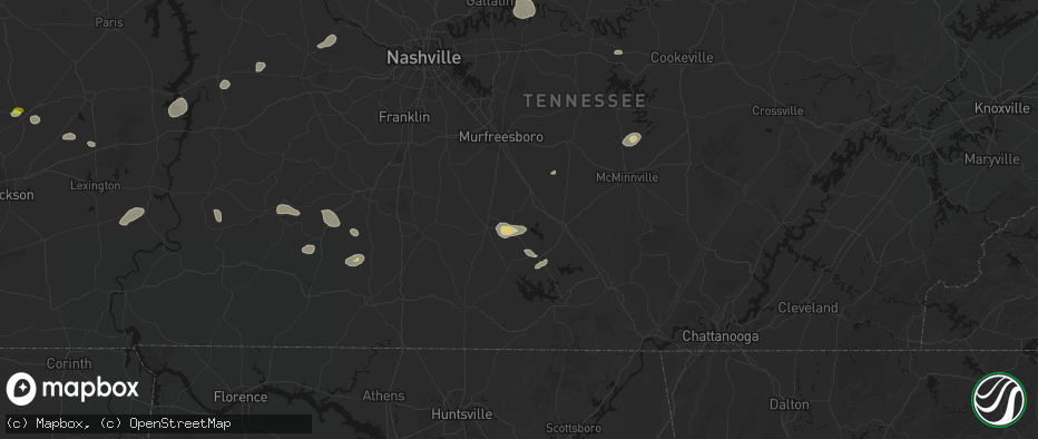 Hail map in Wartrace, TN on July 11, 2026