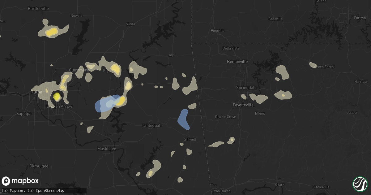 Hail map in Watts, OK on July 11, 2026