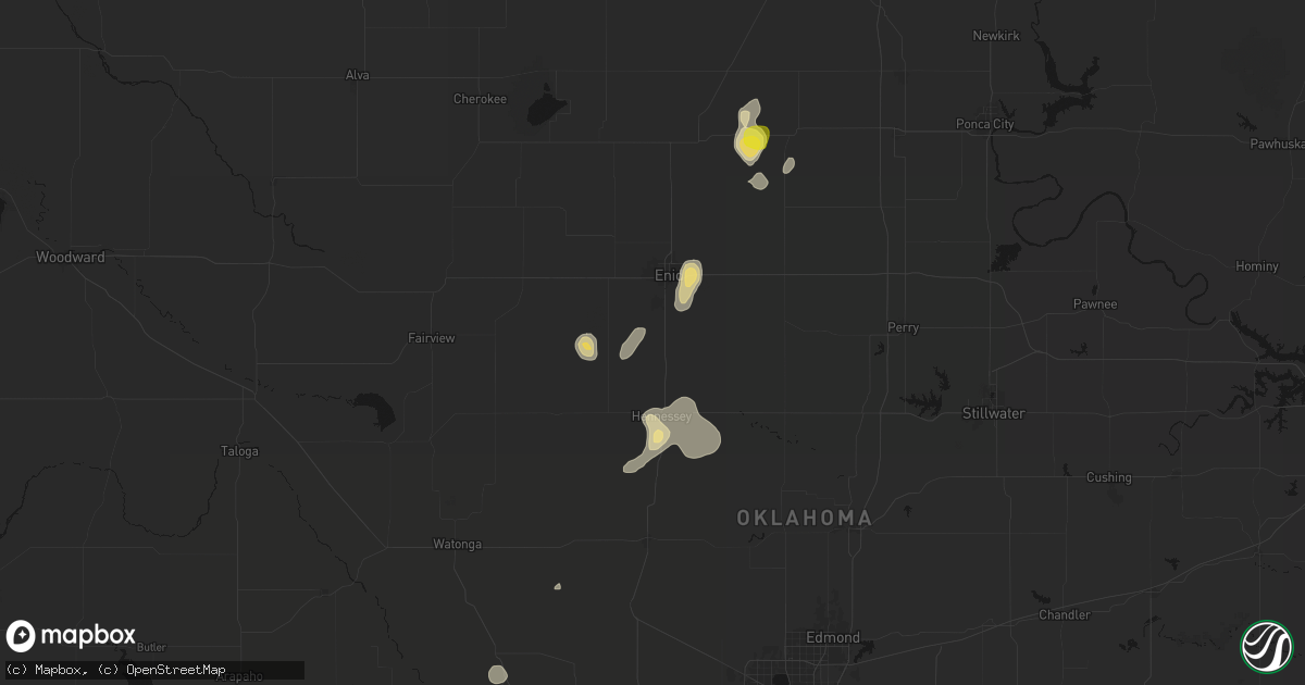 Hail map in Waukomis, OK on July 11, 2026