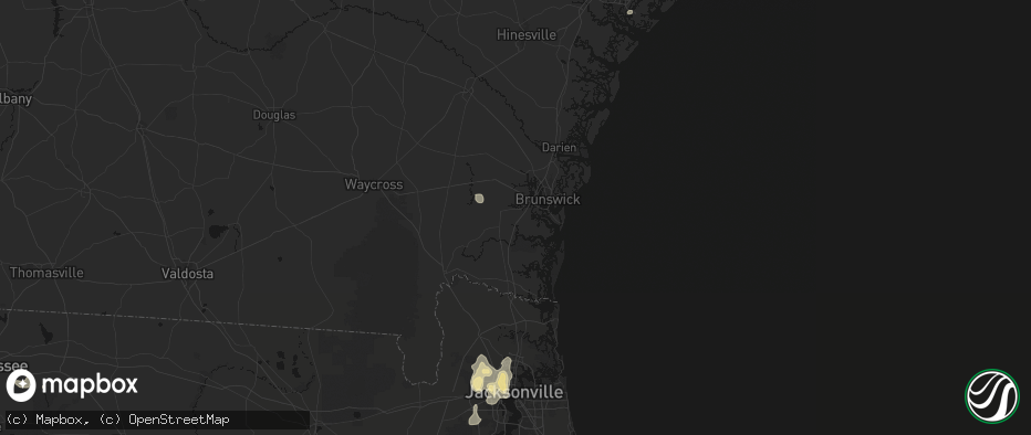 Hail map in Waverly, GA on July 11, 2026